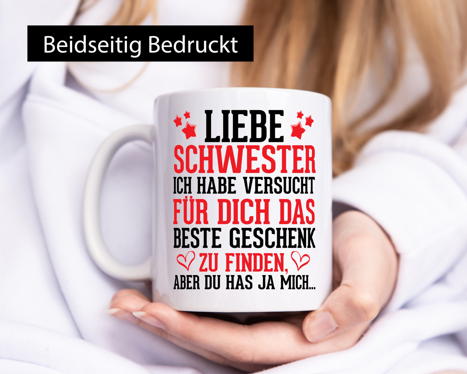 Beste Schwester lustiger Spruch Geschenk Humor Geschenkidee Tasse