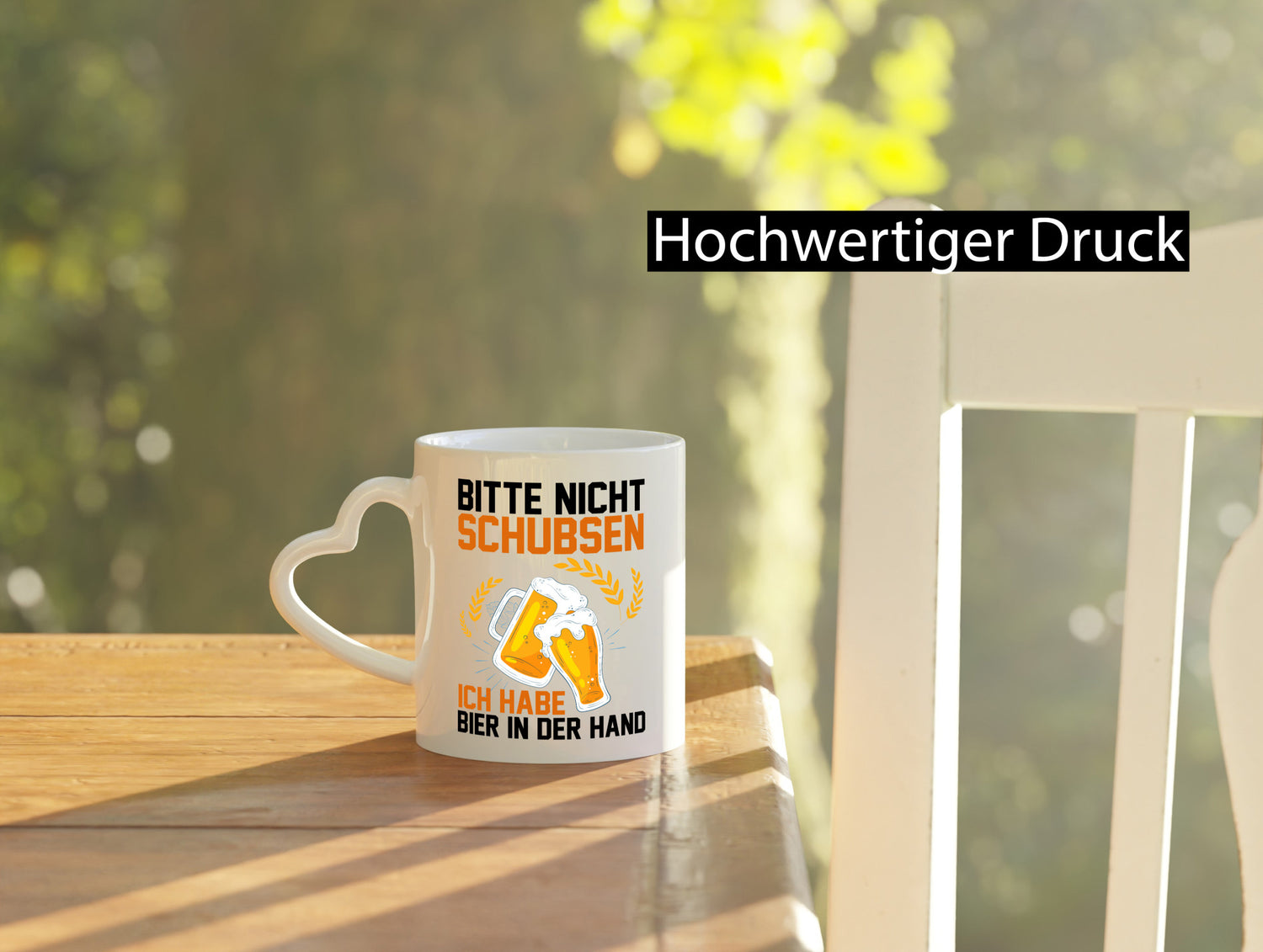 Nicht schubsen habe hier in der Hand | Saufen Bier Humor Geschenkidee Tasse