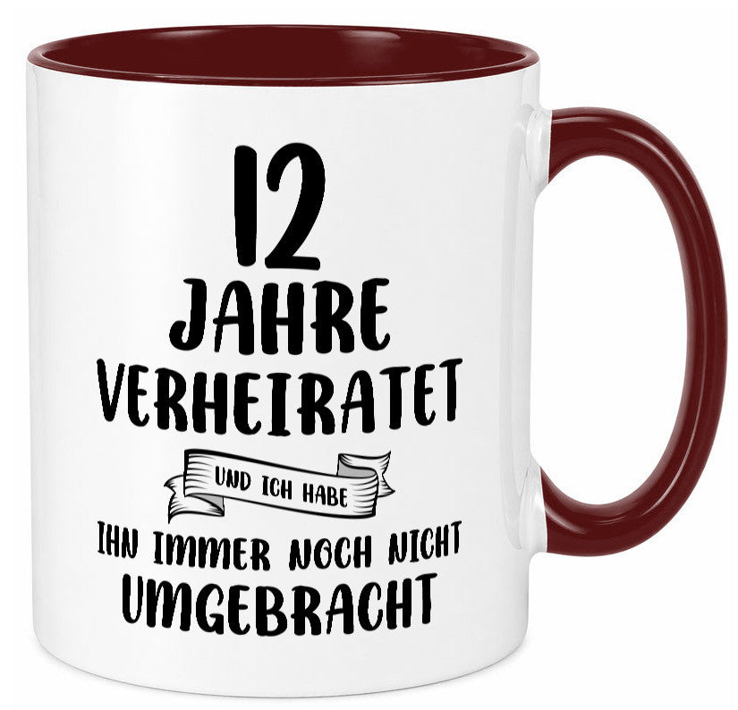 12 Jahre Verheiratet, immer noch am Leben! Geschenkidee Humor Tasse