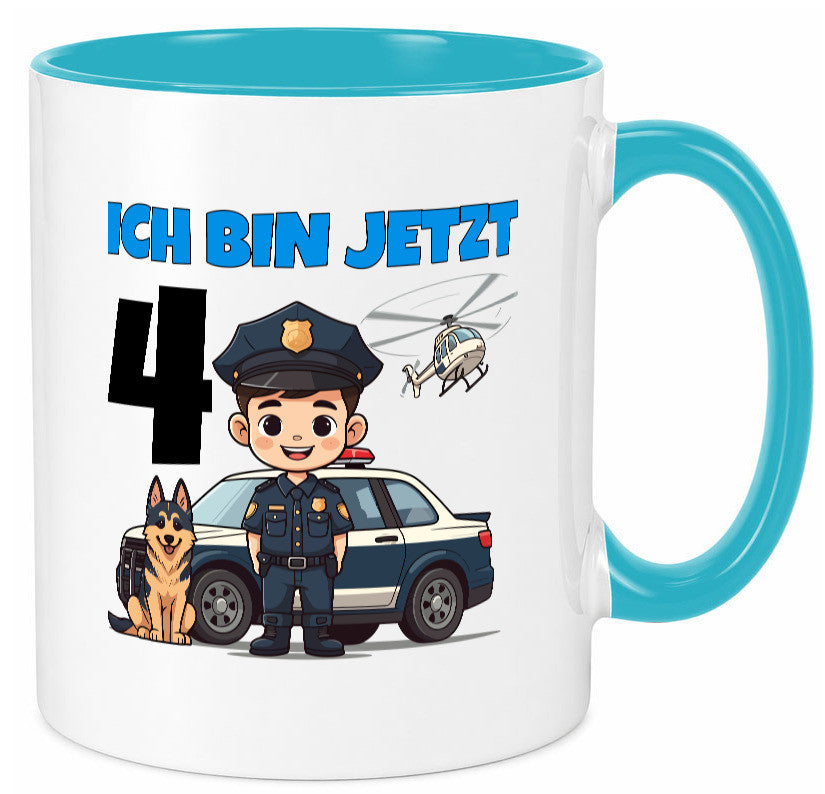 4. Geburtstag | 4 Jahre Polizei Kind Polizeiauto Humor Geschenkidee Tasse