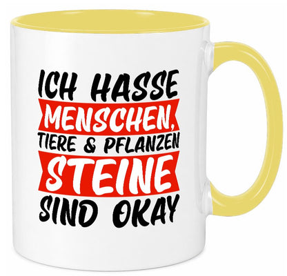 Ich hasse Menschen | Steine Sarkasmus witziger Spruch lustig Humor Geschenkidee Tasse