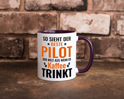 Kaffee trinkt: Pilot | Flugzeug Piloten lustiger Spruch Geschenk Humor
