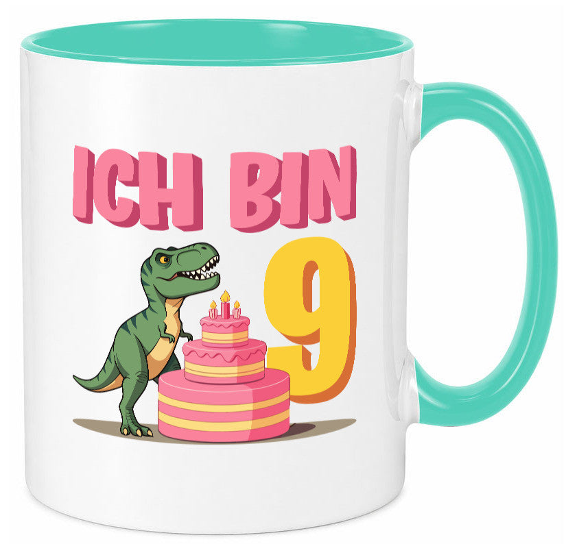 9 Geburtstag | Jahre Dinosaurier mit Kuchen Geschenk Geschenkidee lustiger Tasse