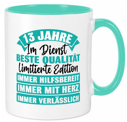 13 Jahre im Dienst | Jubiläum Arbeit lustiger Spruch Geschenk Kollegen Büro Tasse