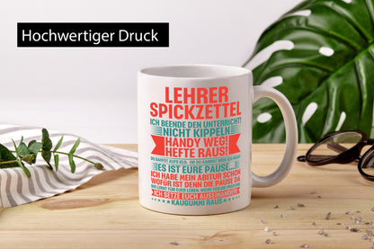 Lehrer Spickzettel | Beruf Tasse lustiger Spruch vl4 lustig Arbeit Kollegen