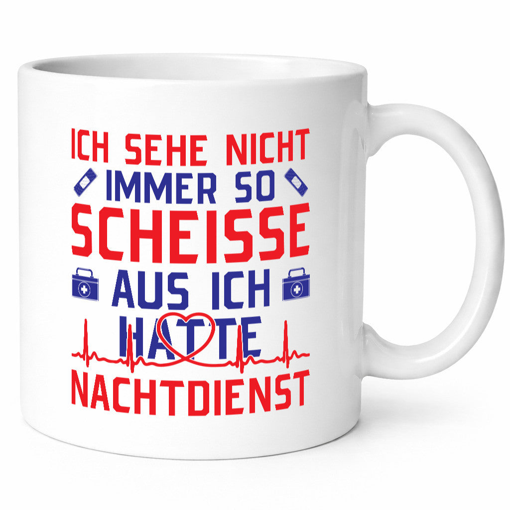 Scheisse, Nachtdienst | Arztkoffer Herzschlag Herz Geschenkidee Humor Tasse