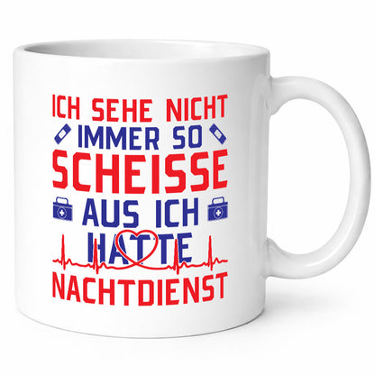 Scheisse, Nachtdienst | Arztkoffer Herzschlag Herz Geschenkidee Humor Tasse