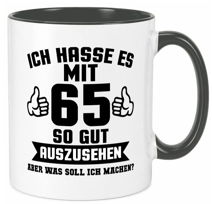 Gut aussehen mit 65 | Zahl Daumen hoch Geschenk Humor Geschenkidee lustiger Tasse