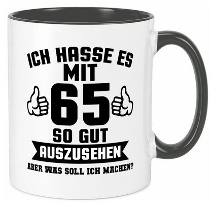Gut aussehen mit 65 | Zahl Daumen hoch Geschenk Humor Geschenkidee lustiger Tasse