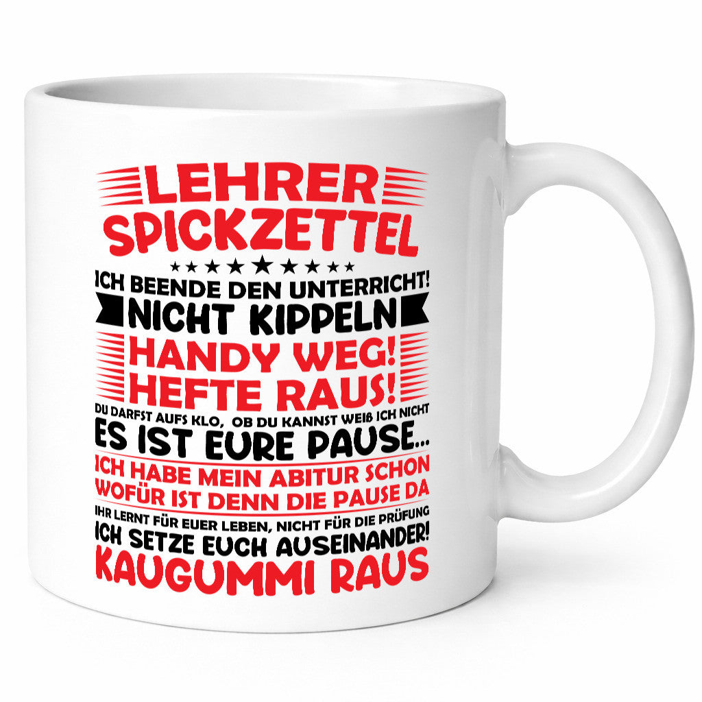 Lehrer Spickzettel | Beruf Tasse lustiger Spruch vl9 lustig Arbeit Kollegen
