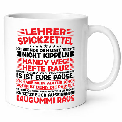 Lehrer Spickzettel | Beruf Tasse lustiger Spruch vl9 lustig Arbeit Kollegen