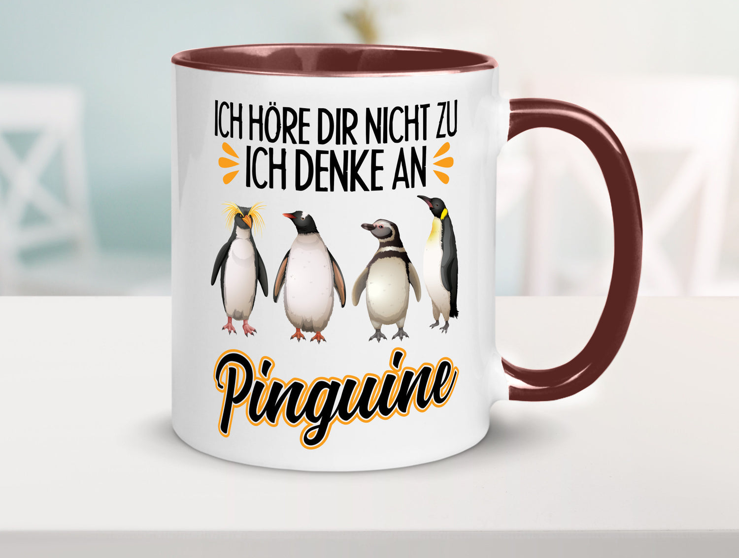 Ich denke an Pinguine Geschenkidee Humor Tasse