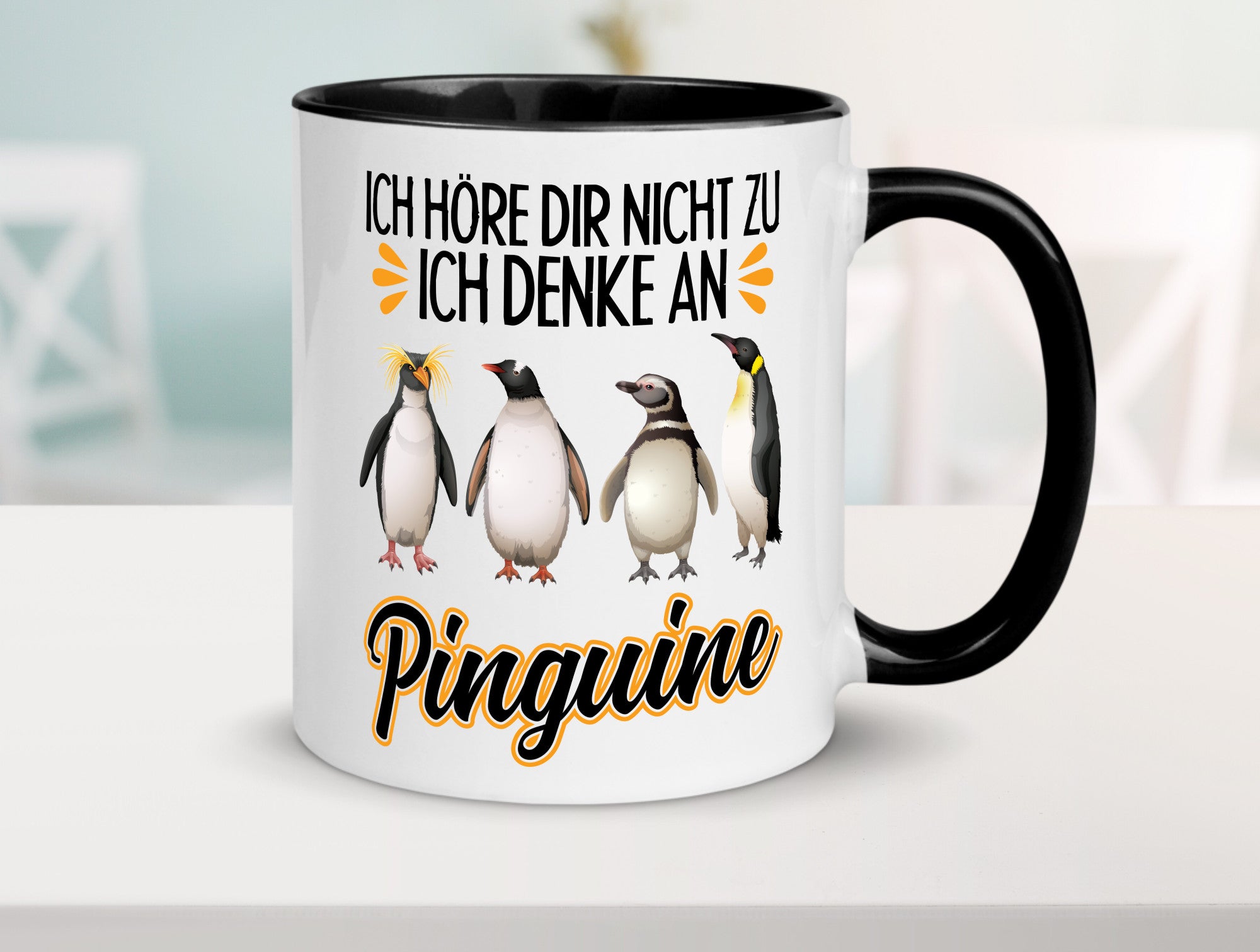 Ich denke an Pinguine Geschenkidee Humor Tasse