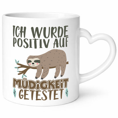 Positiv auf Müde getestet lustiger Spruch Geschenk Humor Geschenkidee Tasse
