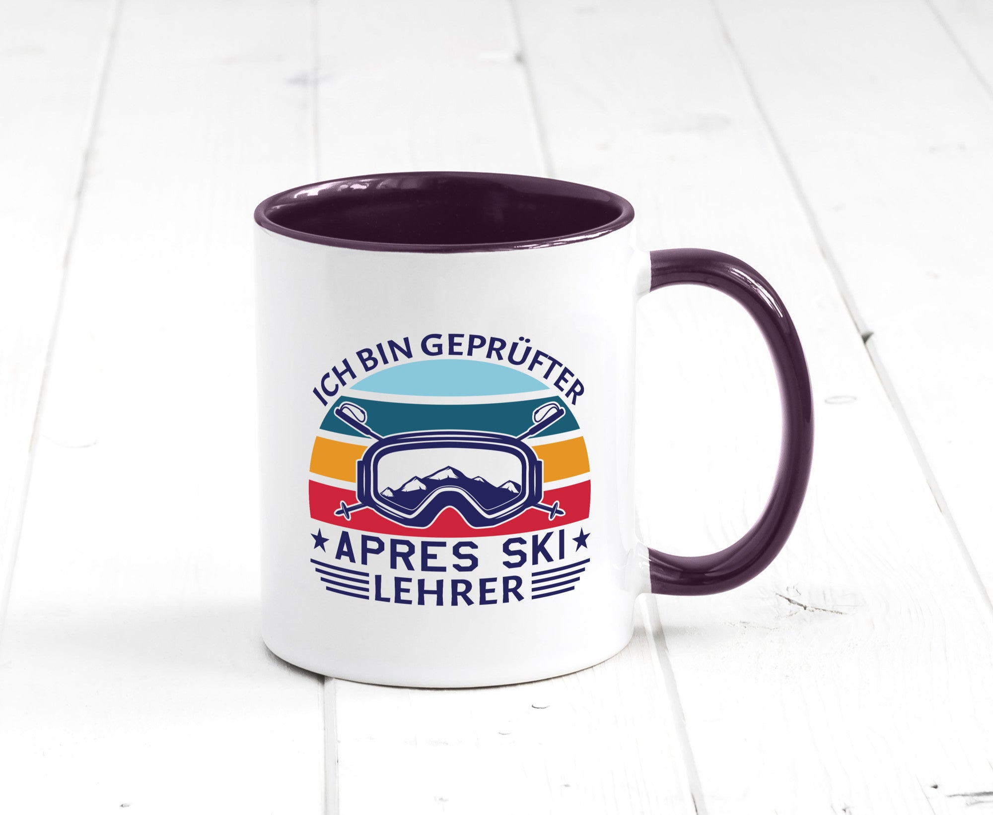 Geprüfter Apres Ski Lehrer | Ski-Brille Berge Ski-Stöck lustig Humor