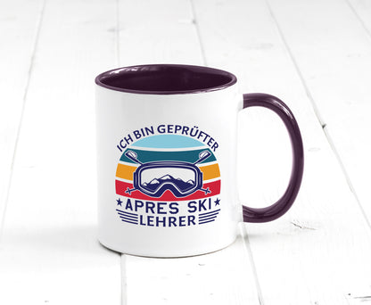 Geprüfter Apres Ski Lehrer | Ski-Brille Berge Ski-Stöck lustig Humor