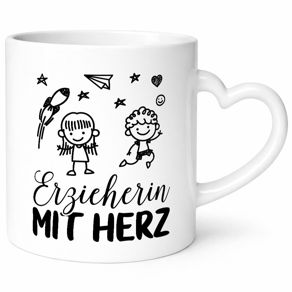 Erzieherin mit Herz Geschenk Humor Geschenkidee lustiger Spruch Tasse