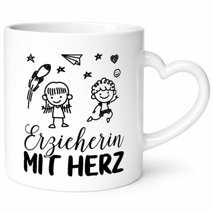 Erzieherin mit Herz Geschenk Humor Geschenkidee lustiger Spruch Tasse