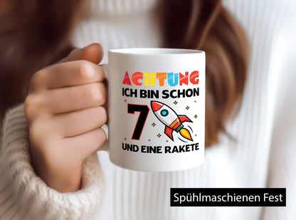 7. Geburtstag | Rakete Weltraum 7 Jahre Galaxy Geschenkidee Humor Tasse