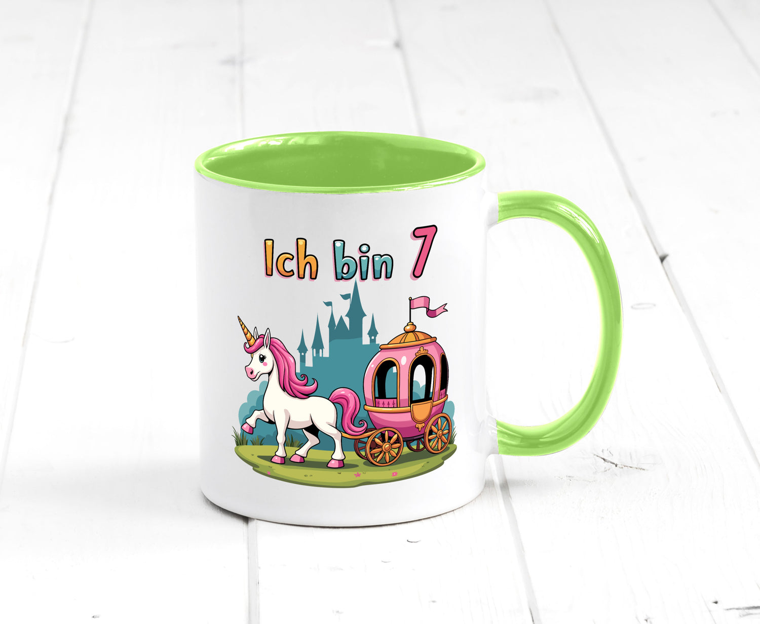 7. Geburtstag | Prinzessin in Kutsche Einhorn lustiger Spruch Geschenk
