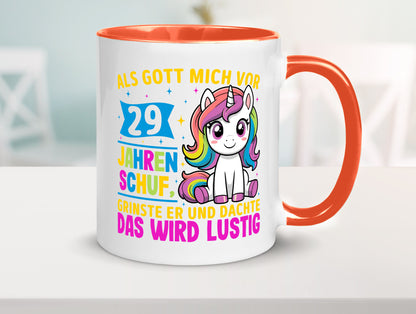29. Geburtstag | Als Gott mich schuf 40 Jahre v2 Humor Geschenkidee Tasse