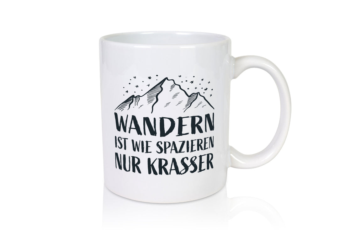 Wandern wie spaieren, nur krasser | Berge Sterne Geschenkidee Humor Tasse