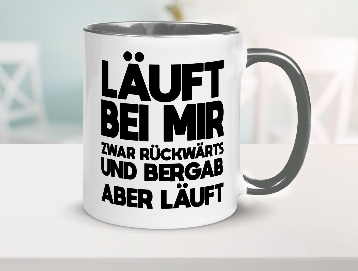 Läuft bei mir | Rückwerts aber Motivation Geschenkidee Humor Tasse