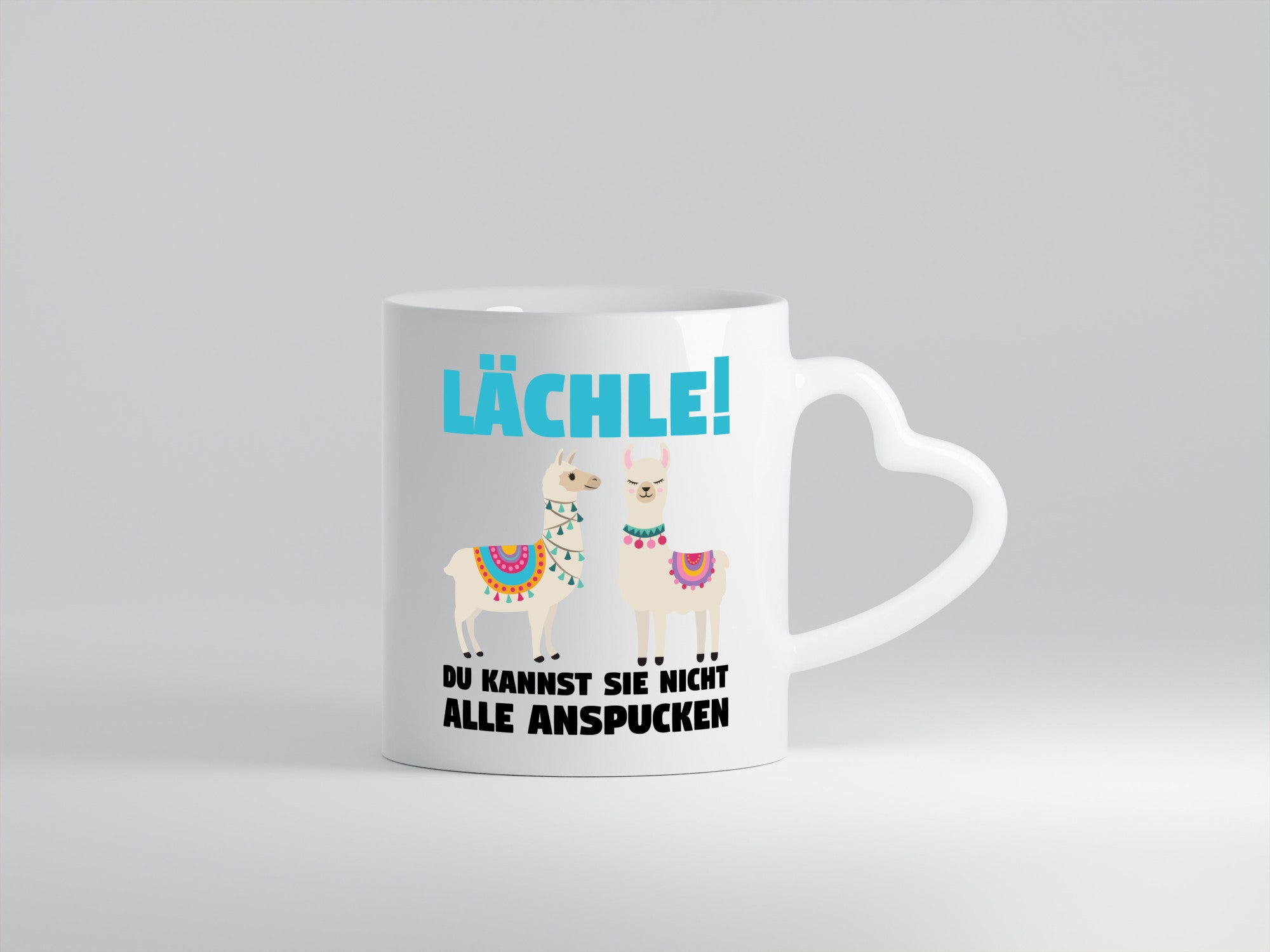 Lächle! | Lama Tasse lustiger Spruch Gelassenheit Humor Geschenkidee