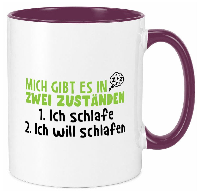 Zwei Zustände | Schlaf Faulpelz Schlafmütze Müdigkeit lustig Humor Geschenkidee Tasse