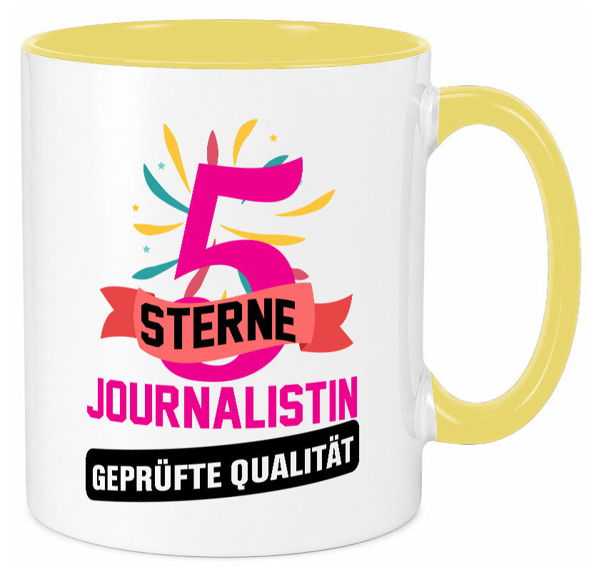 5 Sterne Journalist geprüfte Qualität Humor Geschenkidee Tasse