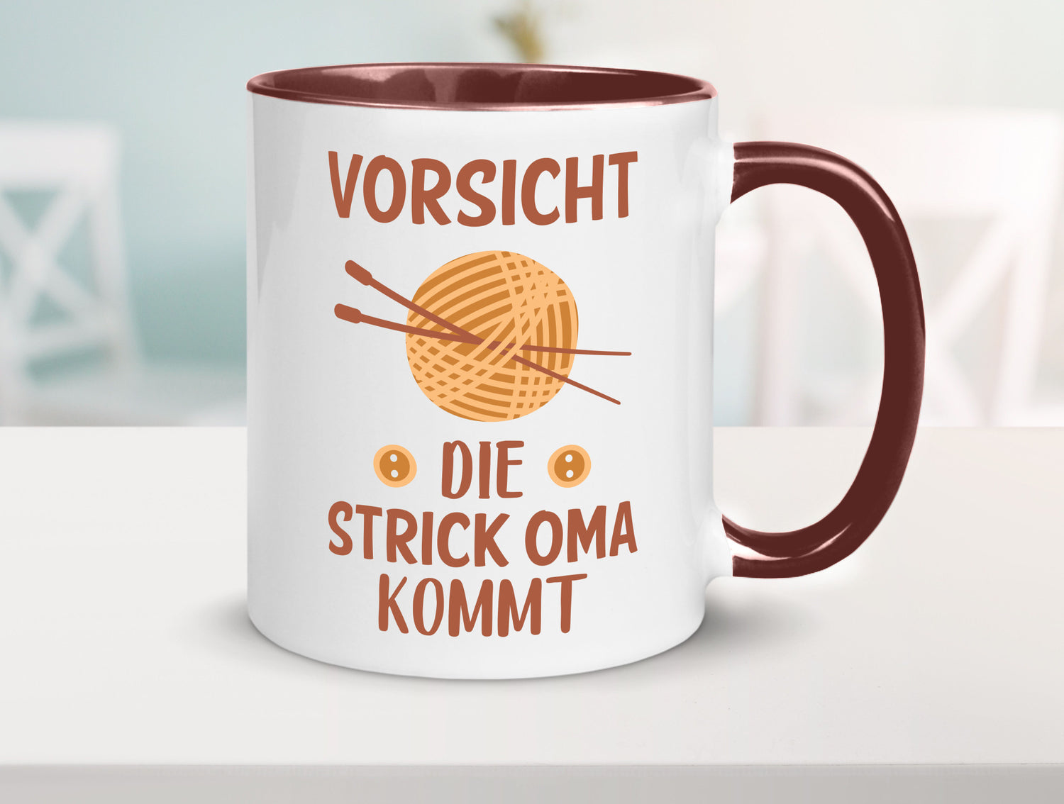 Vorsicht, Strickoma kommt | Wolle Stricknadeln Humor Familie Geschenkidee Tasse
