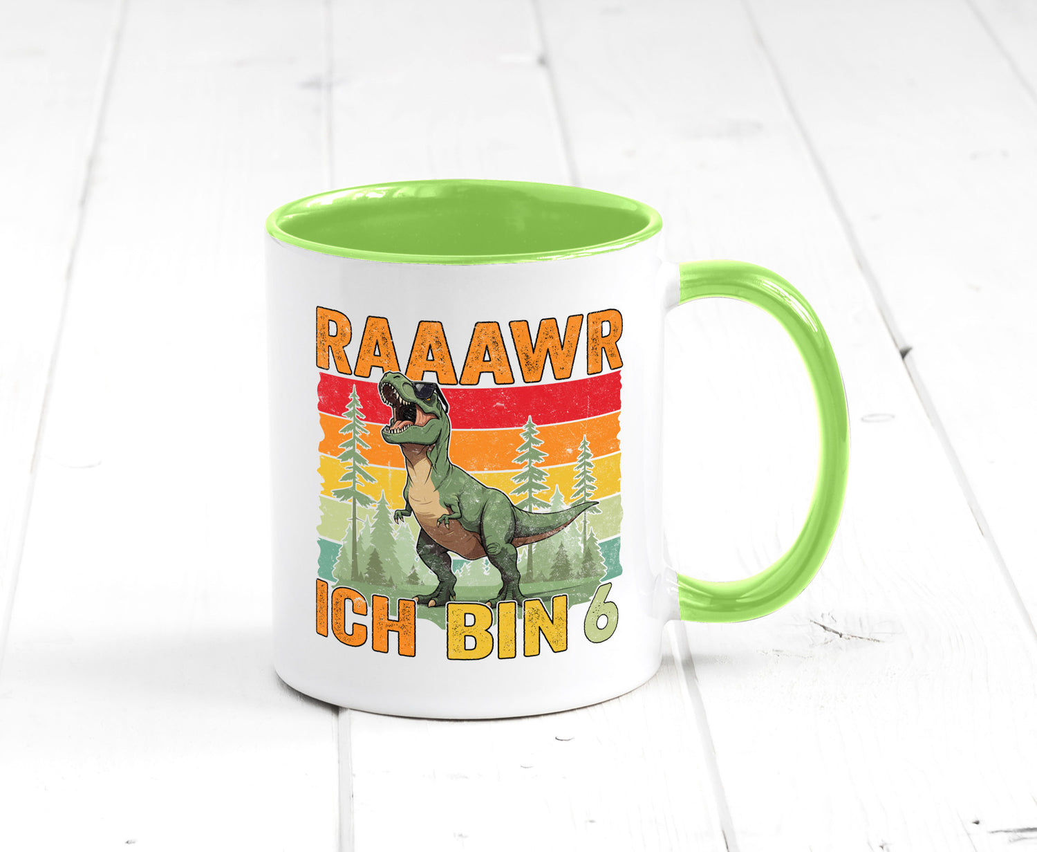 6. Geburtstag | 6 Jahre rarrrr ich bin Dinosaurier Humor Geschenkidee Tasse