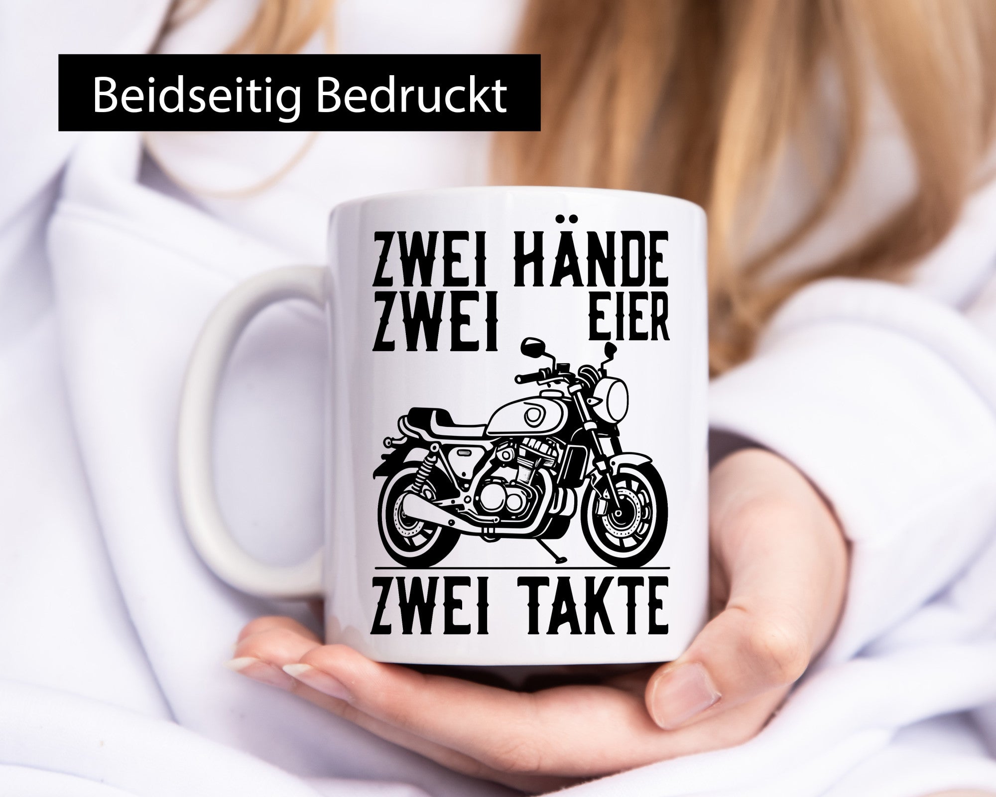 Zwei Hände | Zweitaktmotor Motorrad Moped Biker Geschenkidee Humor Tasse