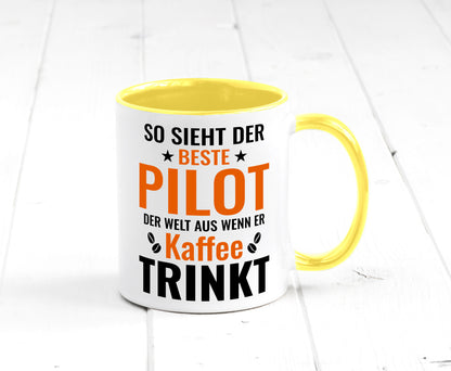Kaffee trinkt: Pilot | Flugzeug Piloten lustiger Spruch Geschenk Humor