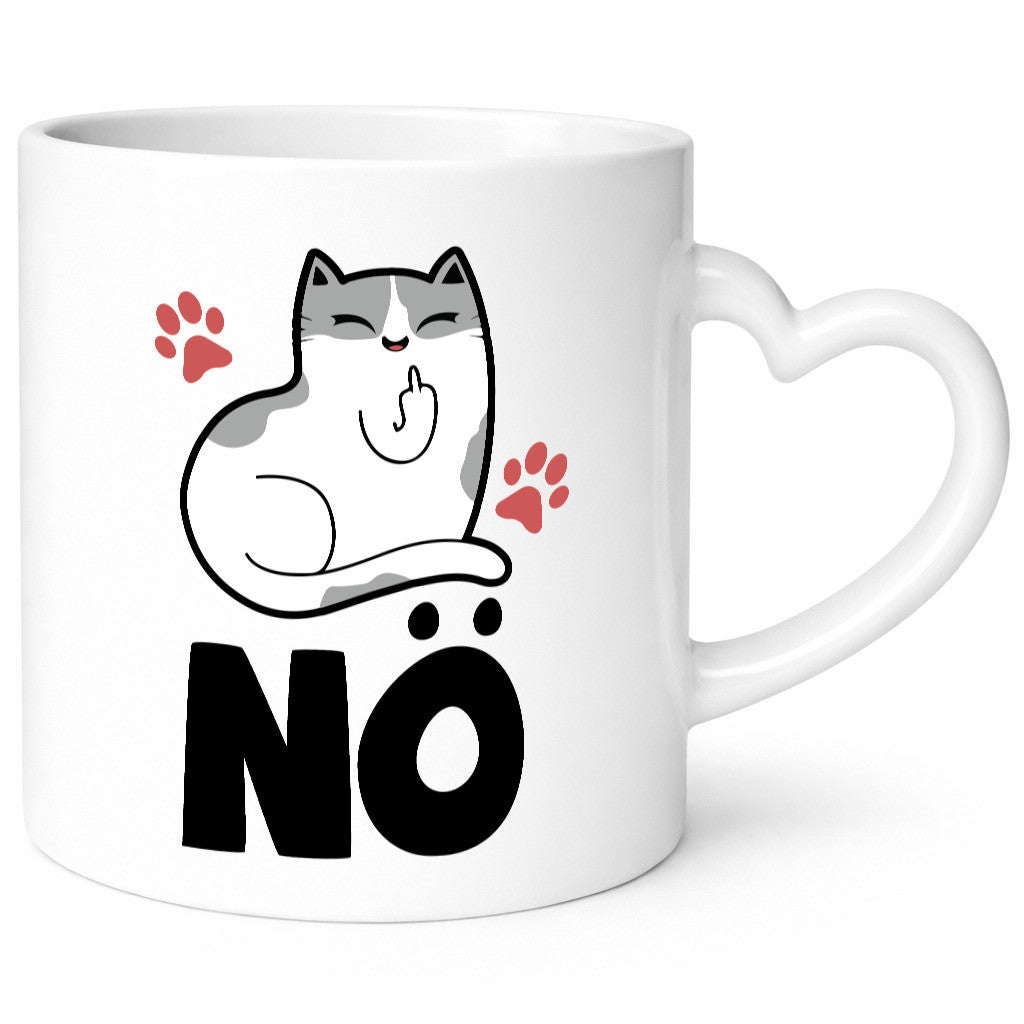 Nö mit Katze Geschenk Tierliebhaber Humor lustiger Spruch Tasse