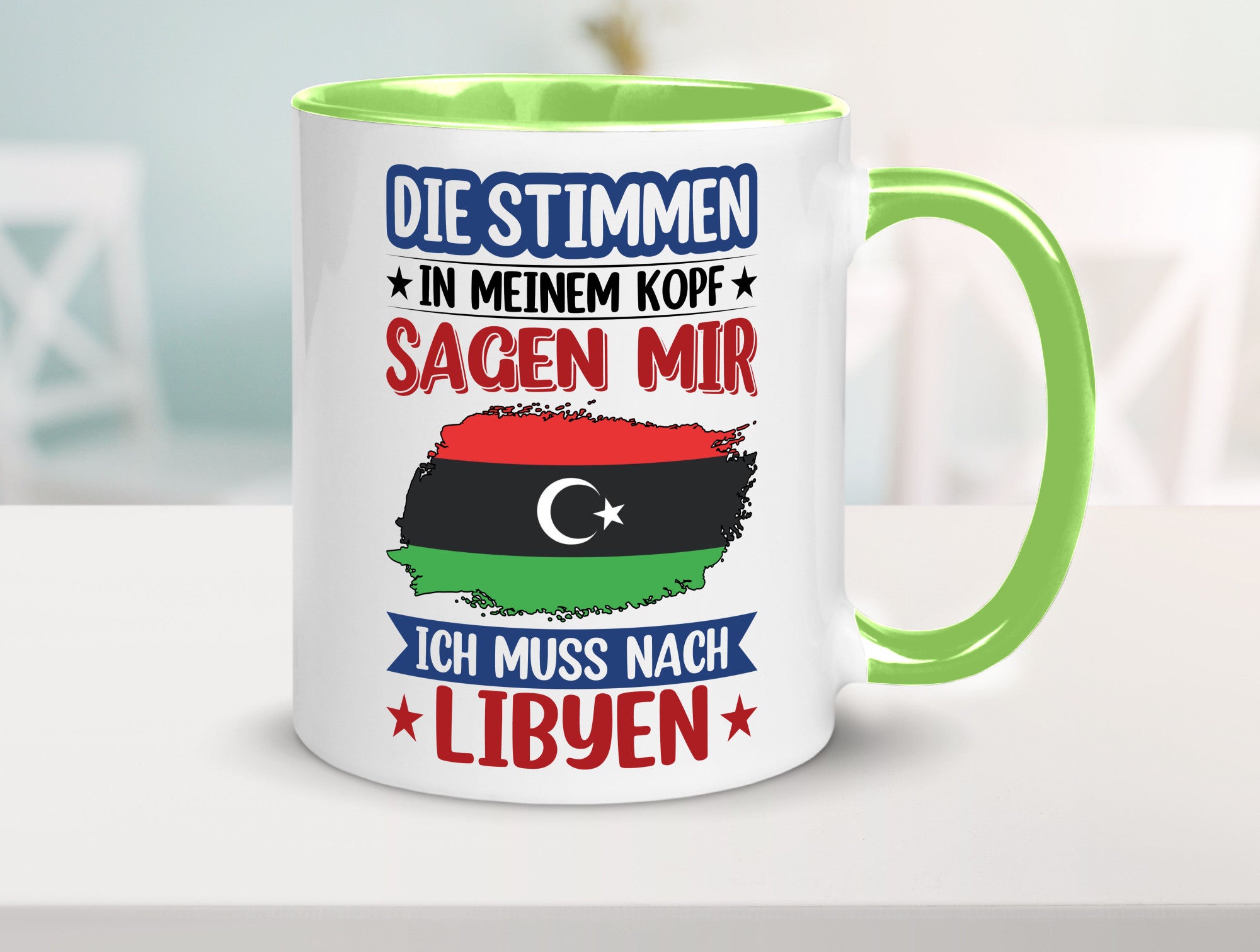 Libyen | Urlaub Stimmen in meinem Kopf Traumland Geschenkidee Humor Tasse