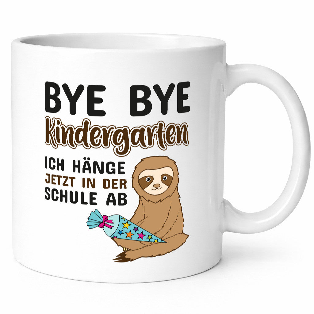 Bye Kindergarten | Schulkind Tasse Faultier Motiv lustig Tierliebhaber Humor