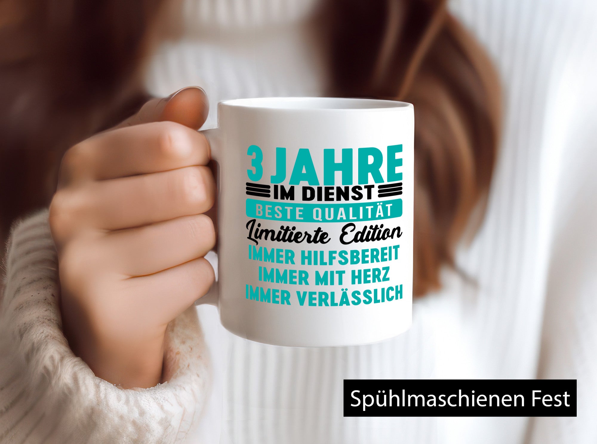 3 Jahre im Dienst | Jubiläum Arbeit v5 lustig Kollegen Büro Geschenk Tasse