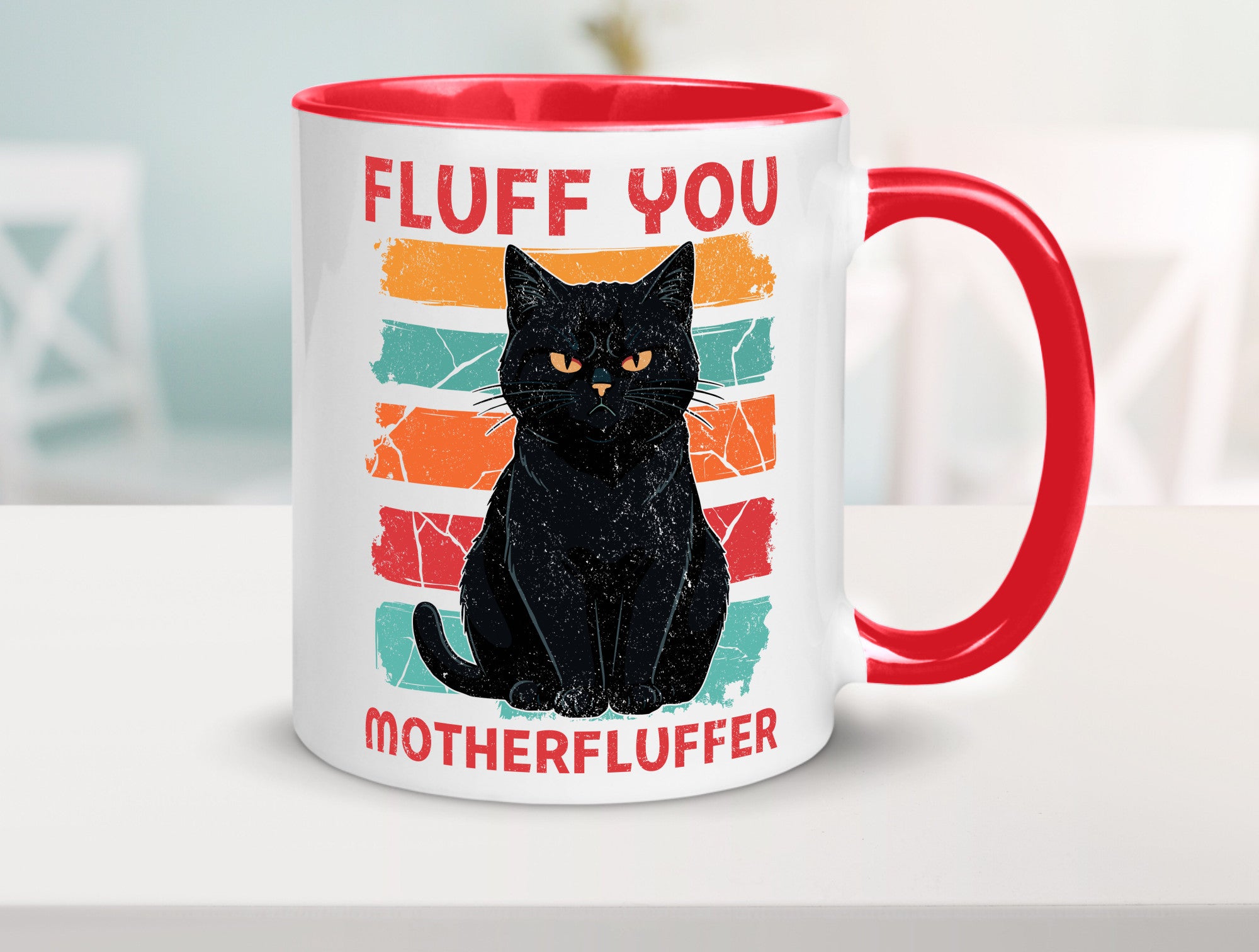Fluff you Motherfluffer | Schwarze Katze Böse Humor Tierliebhaber Geschenkidee