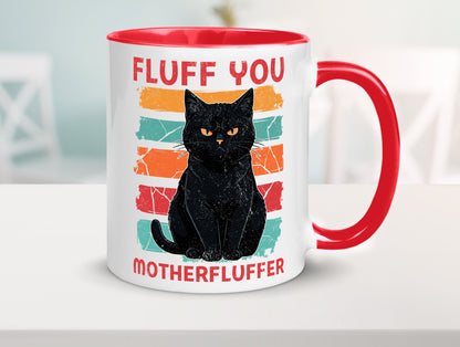 Fluff you Motherfluffer | Schwarze Katze Böse Humor Tierliebhaber Geschenkidee