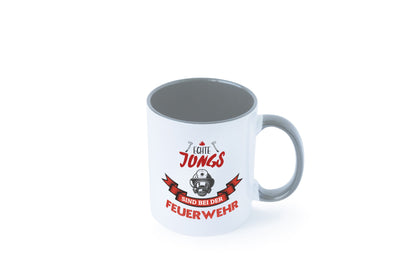 Echte Jungs sind bei der Feuerwehr | Feuerwehrmann lustiger Spruch Geschenk Tasse
