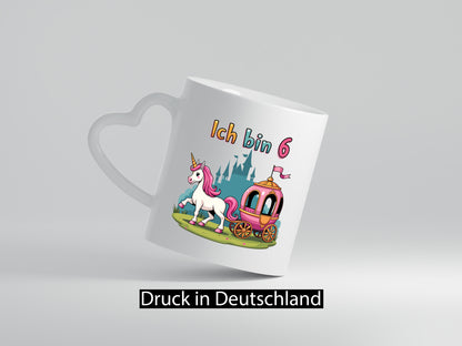 6. Geburtstag | Prinzessin in Kutsche Einhorn Geschenkidee Humor Tasse