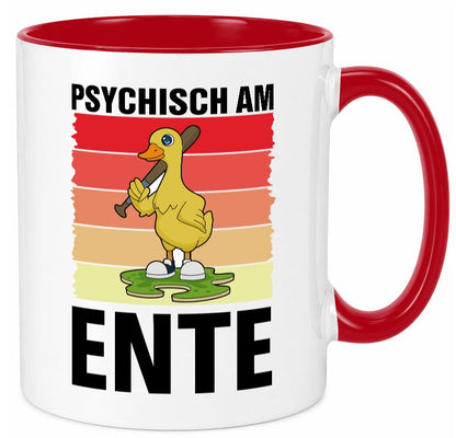 Psychisch am Ente | mit Baseball schläger Sunset v2 lustig Humor Geschenkidee Tasse