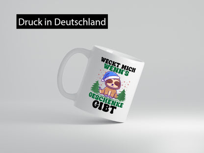 Weck mich auf wenn´s Geschenke gibt | Weihnachten Faultier lustiger Spruch
