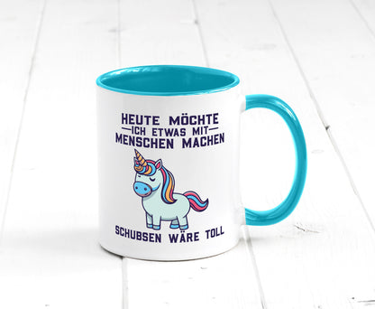Heute möchte ich Menschen schubsen | Einhorn v2 Geschenk Humor Geschenkidee