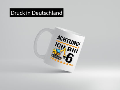 6 Geburtstag Ich bin | Bagger Junge Geschenk Geschenkidee lustiger Spruch Tasse