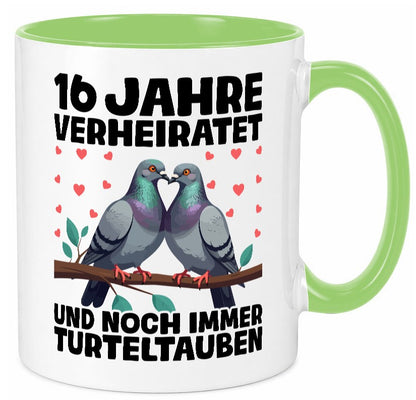 16 Jahre verheiratet | Turteltauben Ehe Ehepaar Geschenk Humor Geschenkidee Tasse