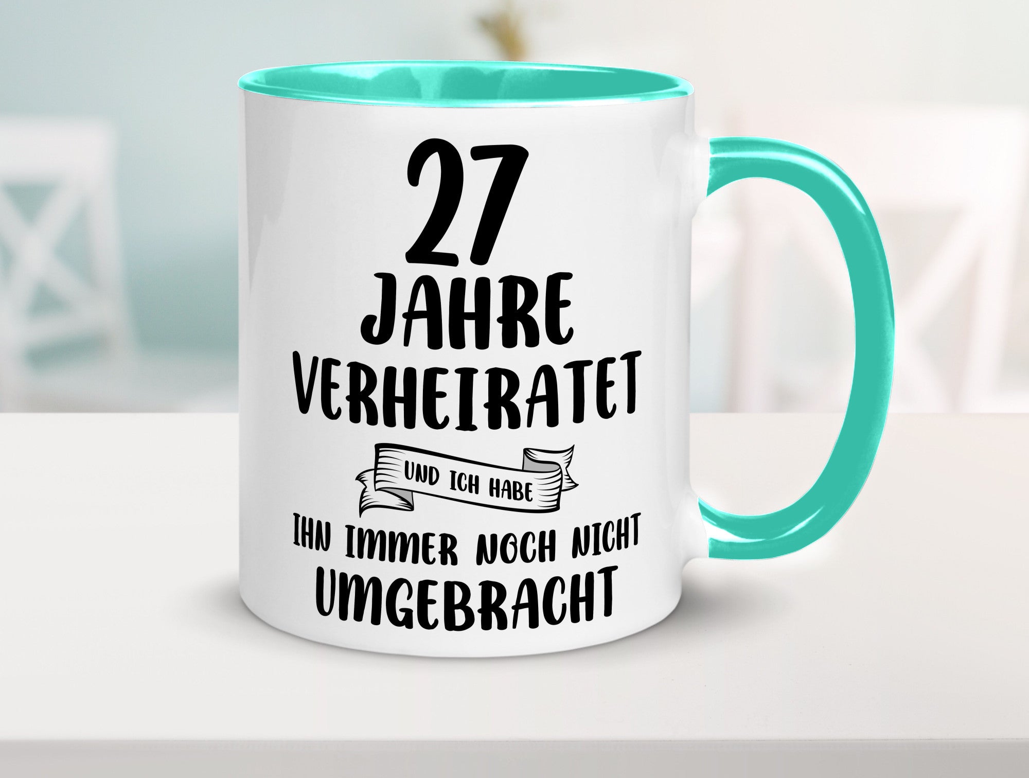 27 Jahre Verheiratet, immer noch am Leben! Geschenkidee Humor Tasse