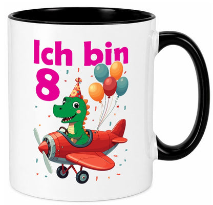 8. Geburtstag | 8 Jahre Drache Flugzeug Geschenk Geschenkidee lustiger Spruch Tasse