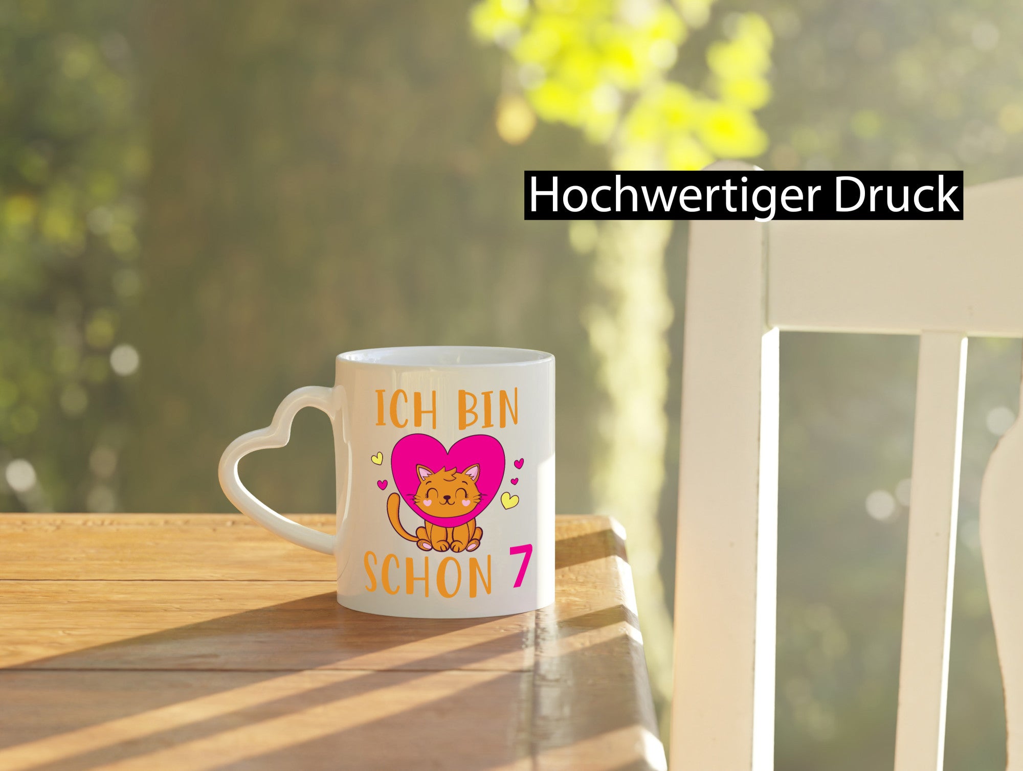 Ich bin schon 7 | Katze Herzchen Geschenkidee Tierliebhaber Humor Tasse